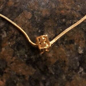 Gold Tone R Initial Necklace